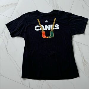 Black Adidas Miami Hurricanes Chain TShirt Size XL